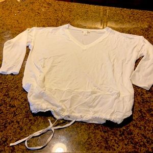 Drawstring V neck pullover